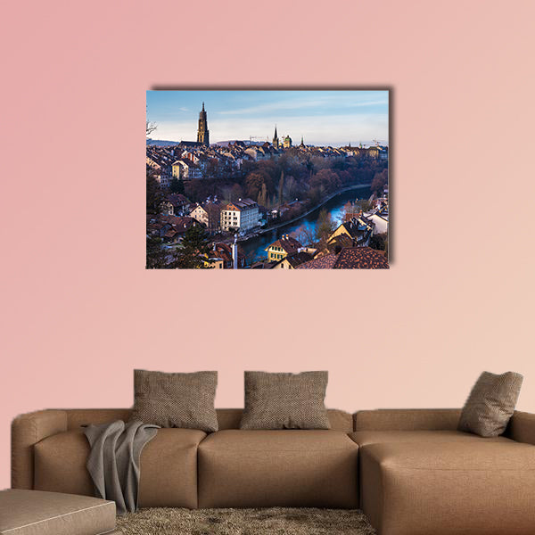 Bern old city view, historical center in morning multi panel canvas wall art