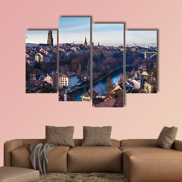 Bern old city view, historical center in morning multi panel canvas wall art
