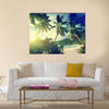 Sunset on the beach Takamaka, Mahe island, Seychelles Multi panel canvas wall art