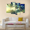 Sunset on the beach Takamaka, Mahe island, Seychelles Multi panel canvas wall art