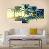 Sunset on the beach Takamaka, Mahe island, Seychelles Multi panel canvas wall art