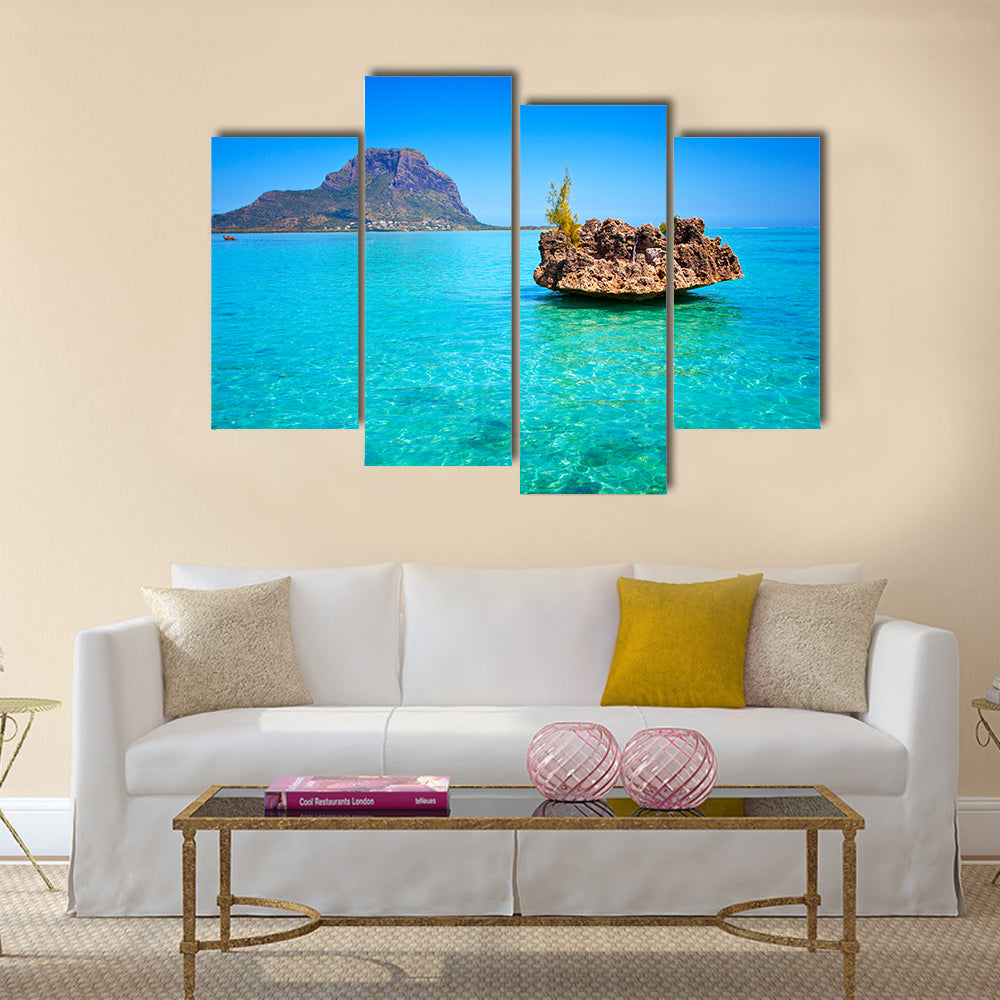 View from the Indian ocean, Island of Mauritius Multi panel canvas wall art