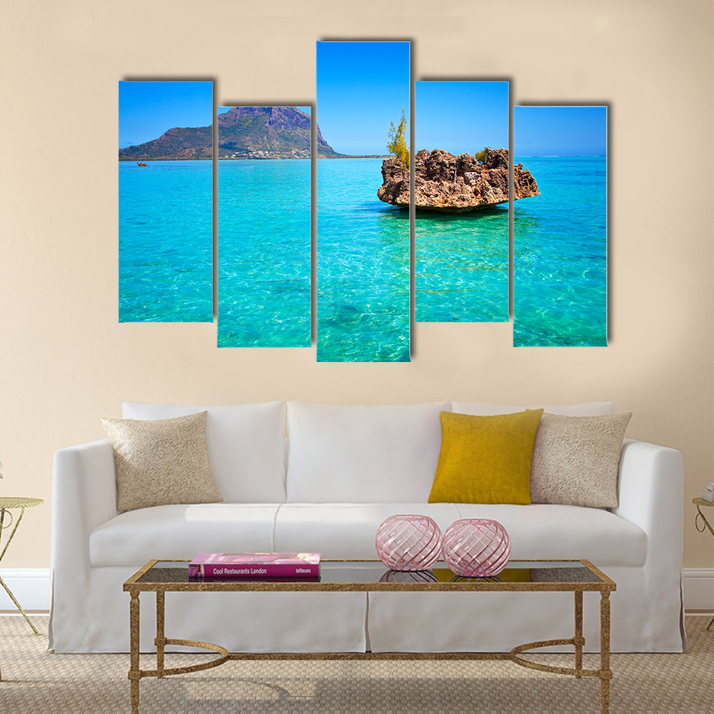 View from the Indian ocean, Island of Mauritius Multi panel canvas wall art