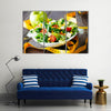 Fitness Mixed greens, tomatos, diet cheese, olive oil and spices for healthy lifestyle concept, Multi panel canvas wall art