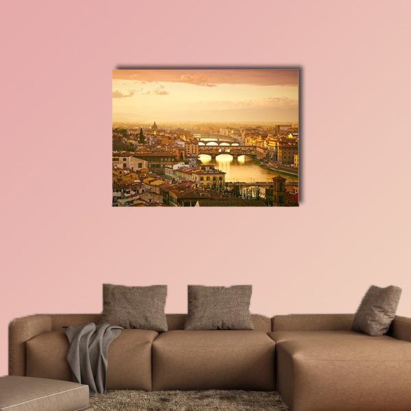  Sunset view of bridge Ponte Vecchio, Florence, Italy multi panel canvas wall art