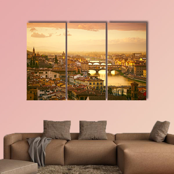  Sunset view of bridge Ponte Vecchio, Florence, Italy multi panel canvas wall art