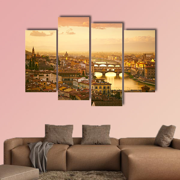  Sunset view of bridge Ponte Vecchio, Florence, Italy multi panel canvas wall art