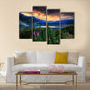 Bulgarian circus lake in Rila mountain, sunset Multi panel canvas wall art