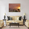 Sunset on the sea shore on the Baltic sea in Tallinn Multi panel canvas wall art