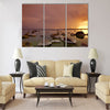 Sunset on the sea shore on the Baltic sea in Tallinn Multi panel canvas wall art