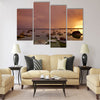 Sunset on the sea shore on the Baltic sea in Tallinn Multi panel canvas wall art