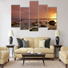 Sunset on the sea shore on the Baltic sea in Tallinn Multi panel canvas wall art