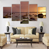 Sunset on the sea shore on the Baltic sea in Tallinn Multi panel canvas wall art