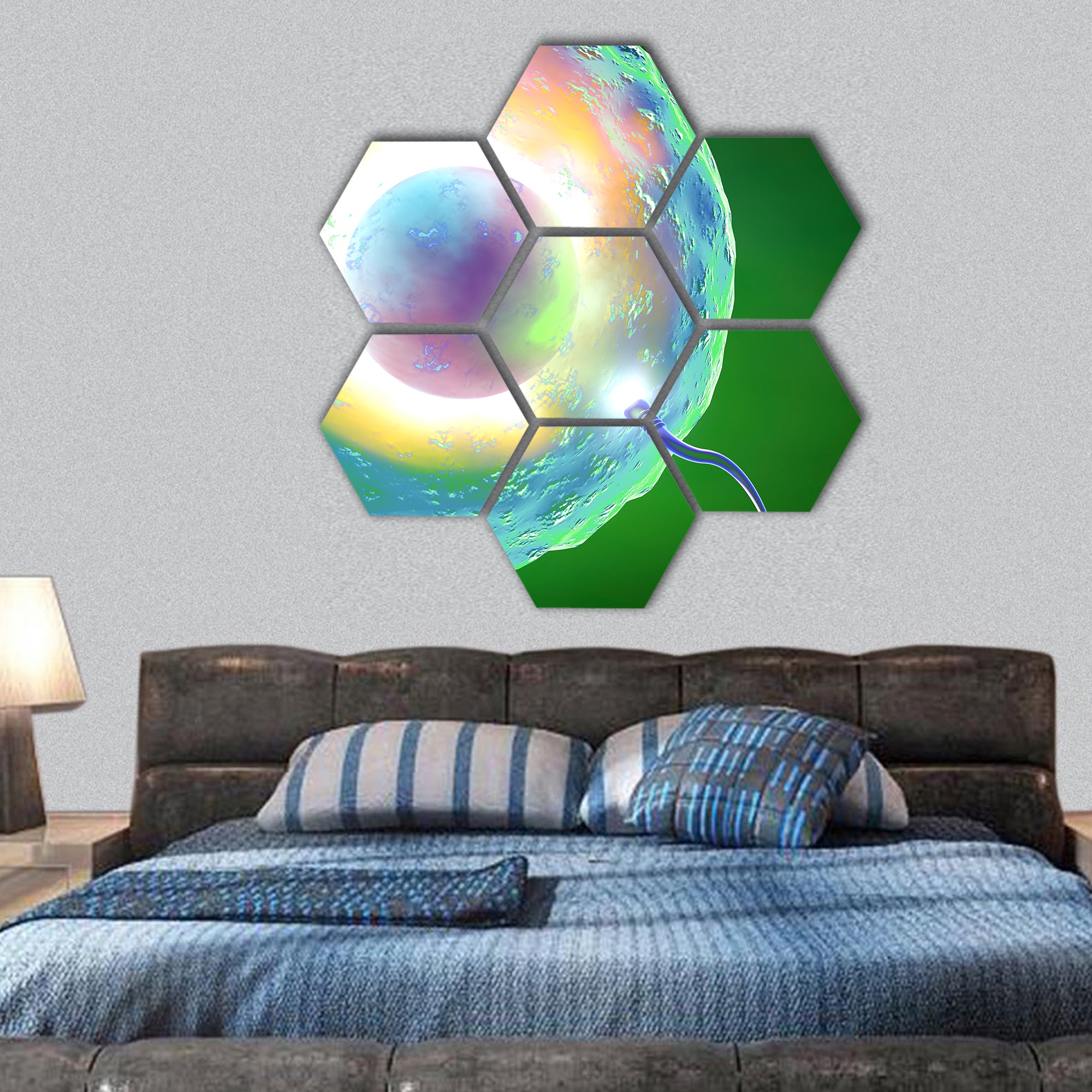 Conception ovum and sperm hexagonal canvas wall art