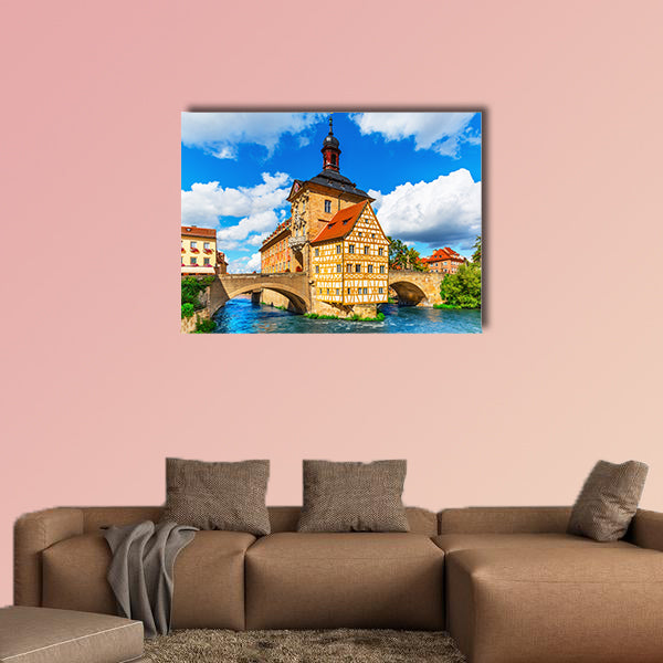Scenic summer view of the Old Town in Bamberg, Germany multi panel canvas wall art