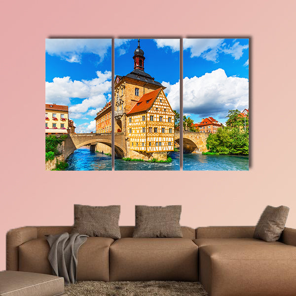 Scenic summer view of the Old Town in Bamberg, Germany multi panel canvas wall art