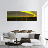 Northern lights above abandoned house in Iceland panoramic canvas wall art