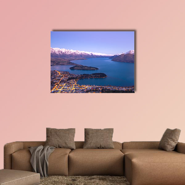 Queenstown during to sunset in New Zealand Multi panel canvas wall art