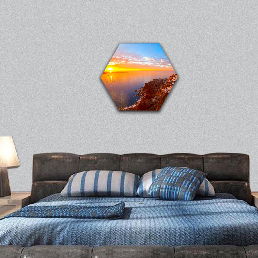 Oia Santorini Greece beautiful sunsets hexagonal canvas wall art