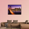 San Francisco skyline and Bay Bridge at sunset, California canvas wall art