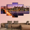 San Francisco skyline and Bay Bridge at sunset, California canvas wall art