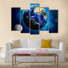 Earth planet and moon Multi Panel Canvas Wall Art