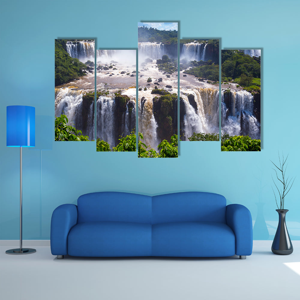 Iguazu Falls or Iguassu Falls in Brazil Multi Panel Canvas Wall Art