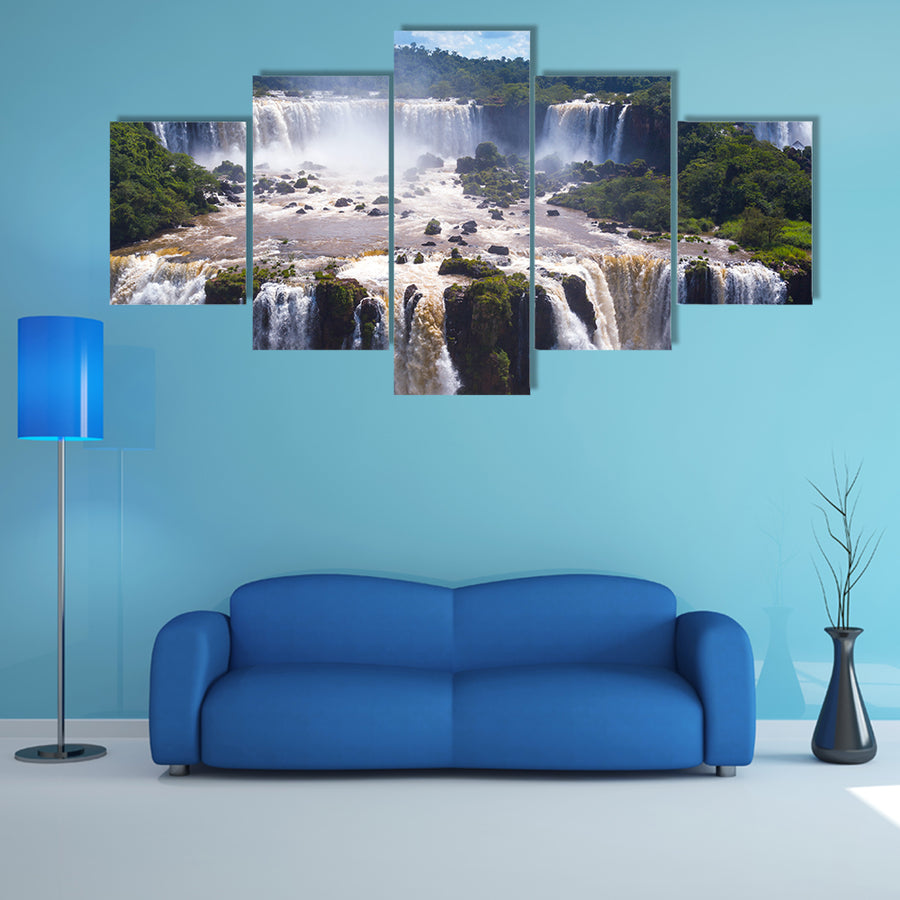 Iguazu Falls or Iguassu Falls in Brazil Multi Panel Canvas Wall Art