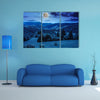 Mountain summer landscape and forest on hillside under sky at night in moon light Multi Panel Canvas Wall Art