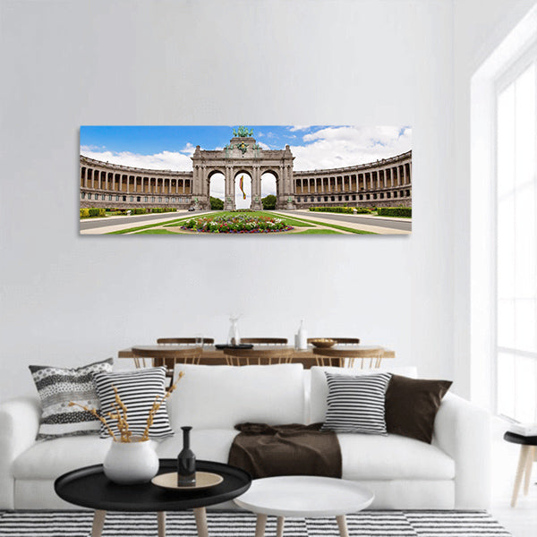 Triumphal Arch in Cinquantenaire Parc in Brussels, Belgium panoramic canvas wall art