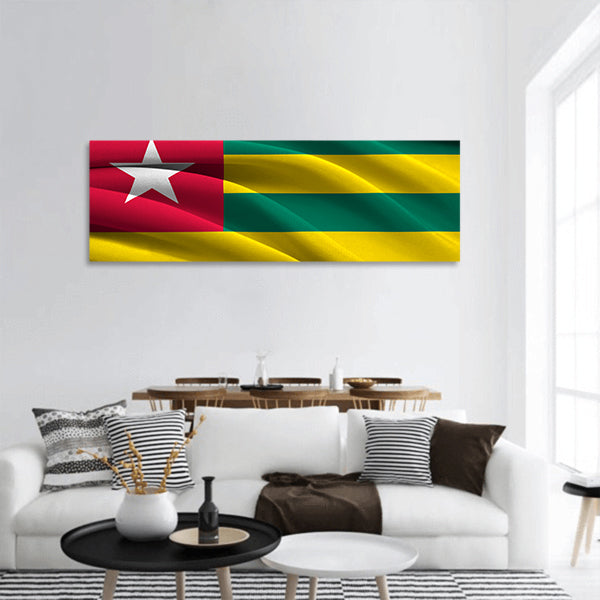 Flag of Togo waving in the wind panoramic canvas wall art