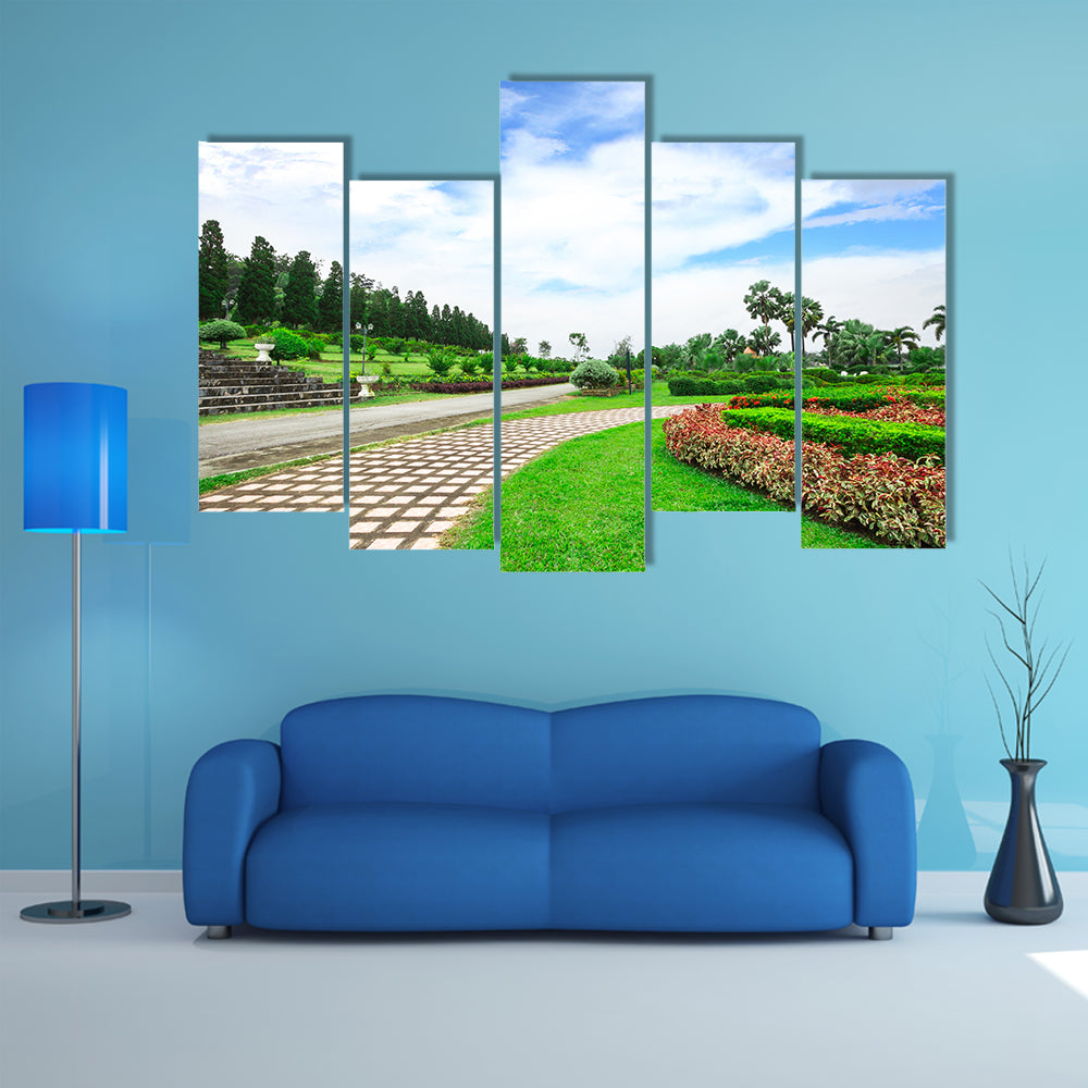 Garden Flowers In Chiang Rai, Thailand Multi Panel Canvas Wall Art