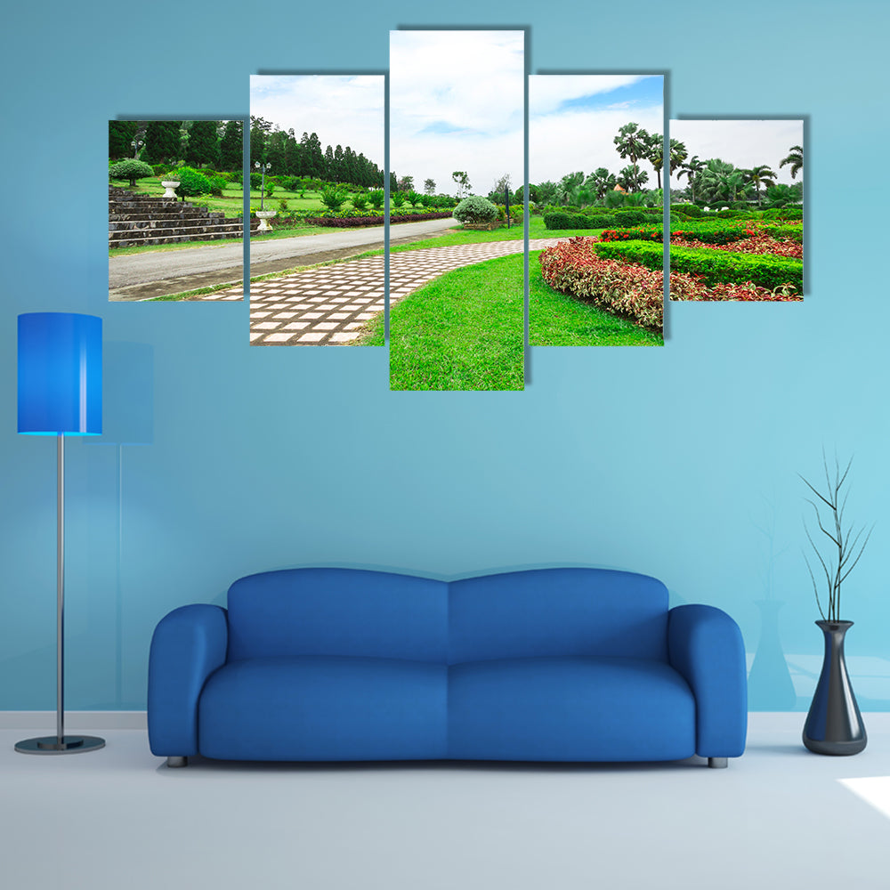Garden Flowers In Chiang Rai, Thailand Multi Panel Canvas Wall Art
