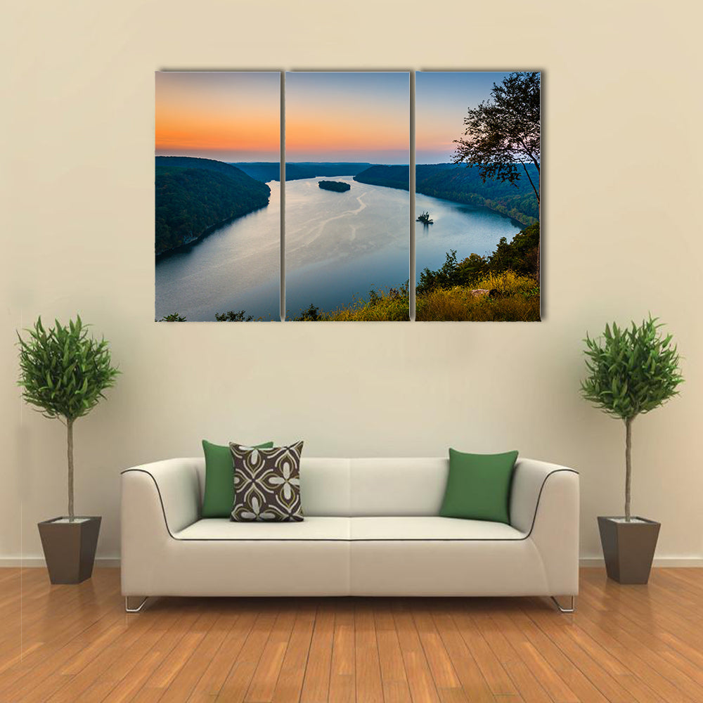 View of the Susquehanna River at sunset, from the Pinnacle in Southern Lancaster County, Pennsylvania multi panel canvas wall art