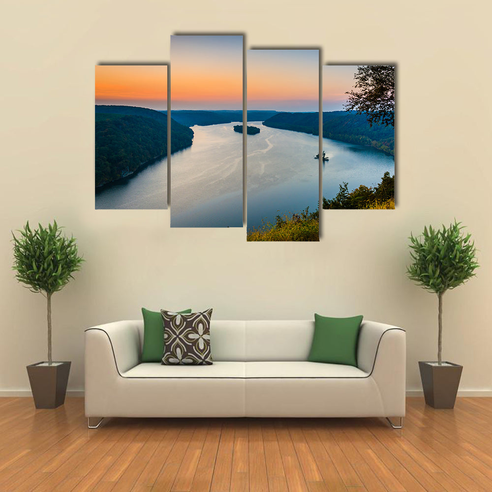 View of the Susquehanna River at sunset, from the Pinnacle in Southern Lancaster County, Pennsylvania multi panel canvas wall art