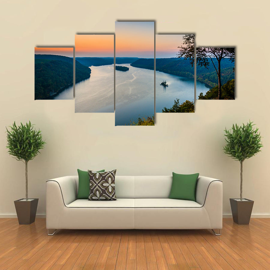 View of the Susquehanna River at sunset, from the Pinnacle in Southern Lancaster County, Pennsylvania multi panel canvas wall art