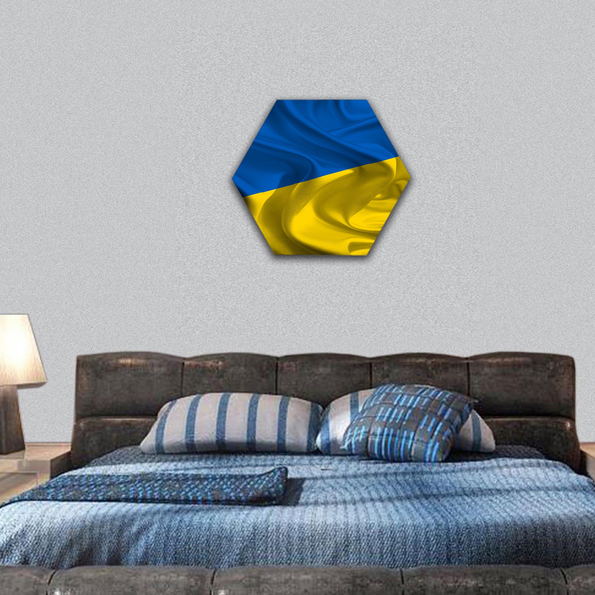 Flag of Ukraine hexagonal canvas wall art