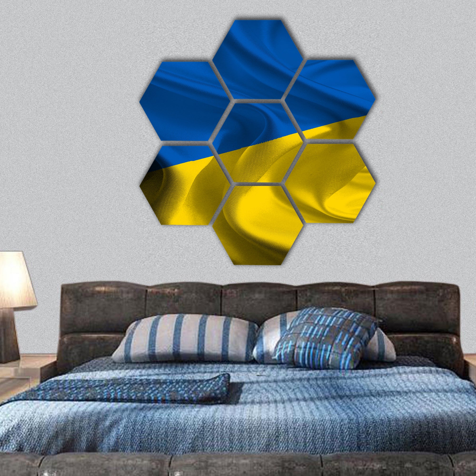 Flag of Ukraine hexagonal canvas wall art