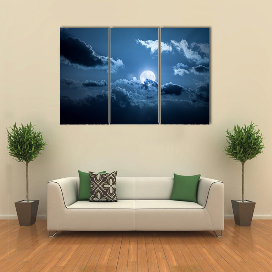 Full Moon Night Multi Panel Canvas Wall Art