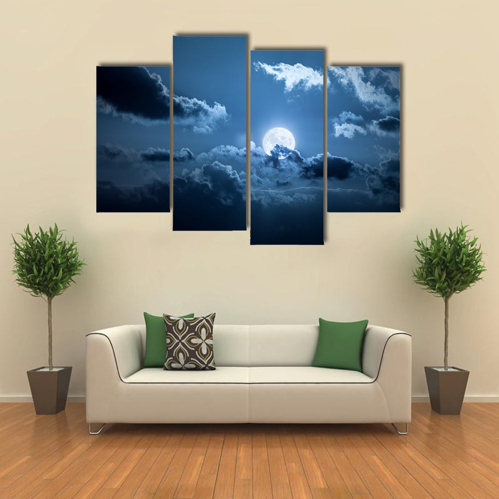 Full Moon Night Multi Panel Canvas Wall Art