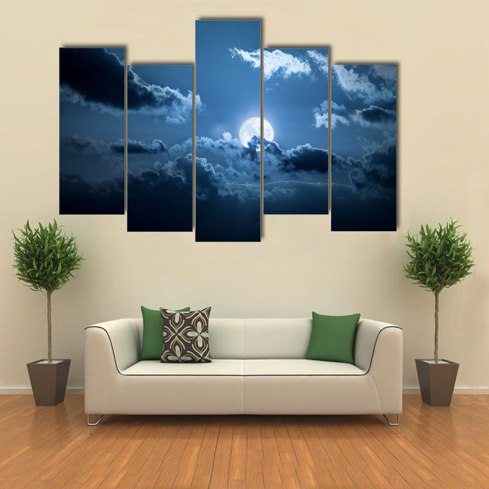 Full Moon Night Multi Panel Canvas Wall Art