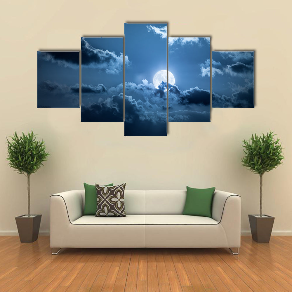 Full Moon Night Multi Panel Canvas Wall Art