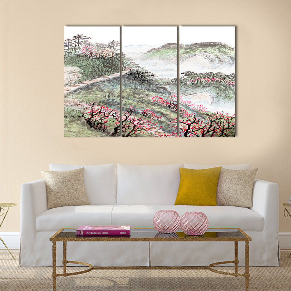 Traditional Chinese painting , landscape Multi panel canvas wall art