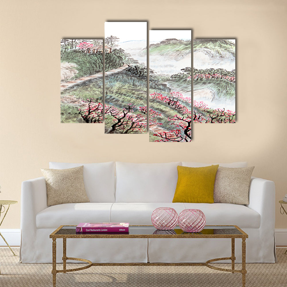 Traditional Chinese painting , landscape Multi panel canvas wall art