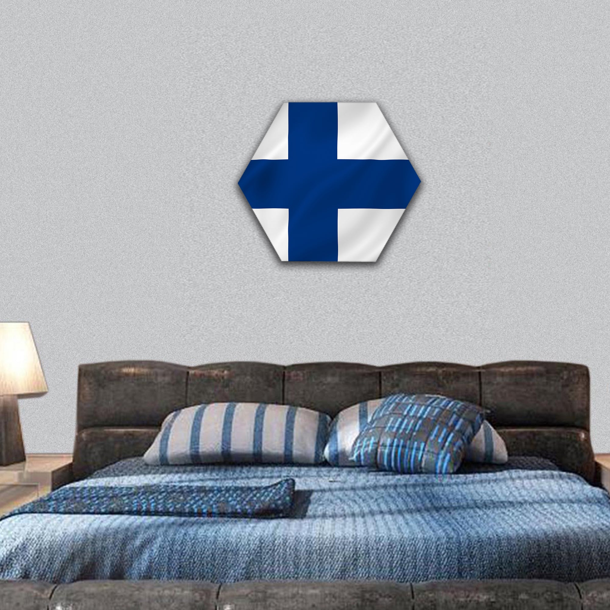 Finland national flag background texture hexagonal canvas wall art