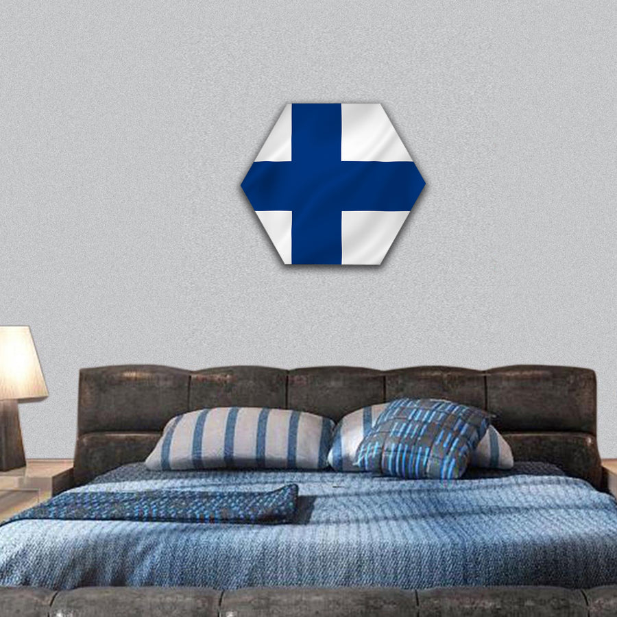 Finland national flag background texture hexagonal canvas wall art