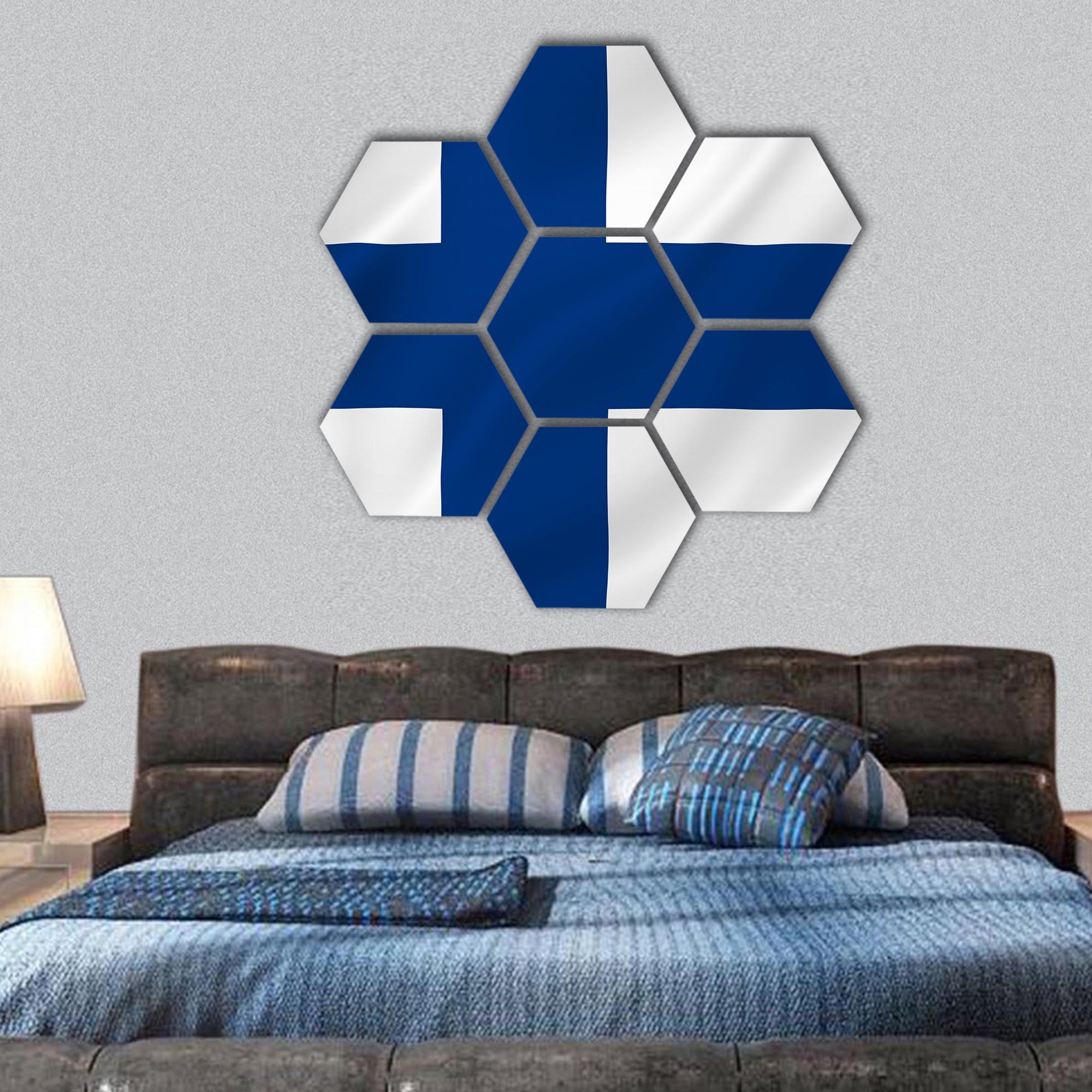 Finland national flag background texture hexagonal canvas wall art