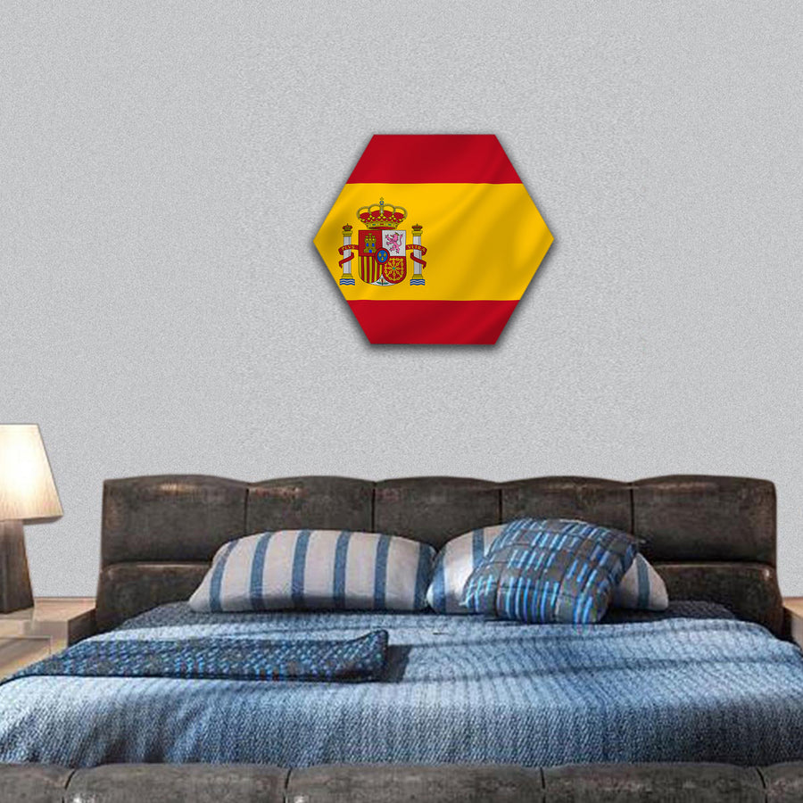 Spain national flag background texture hexagonal canvas wall art