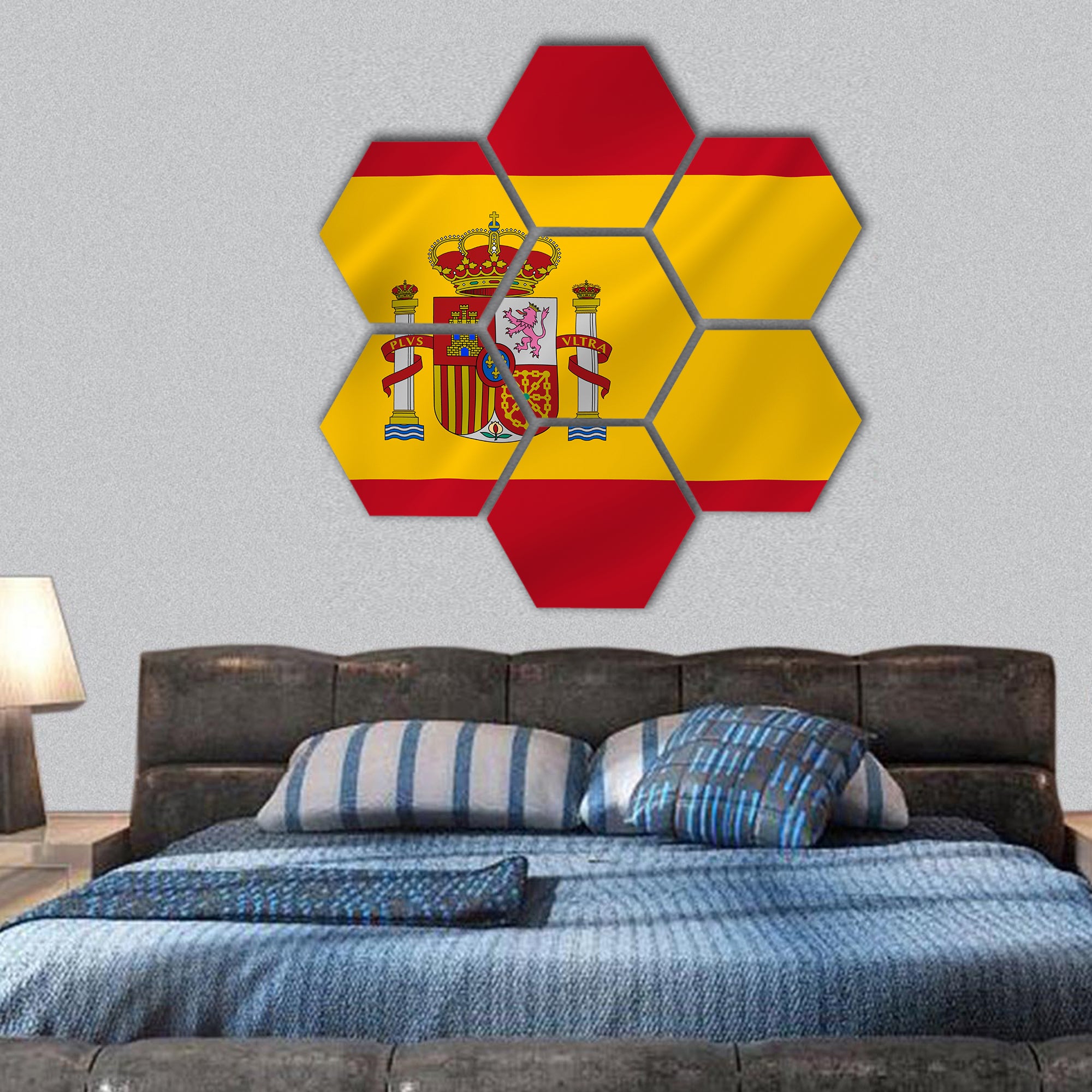 Spain national flag background texture hexagonal canvas wall art
