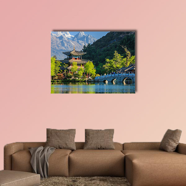 Lijiang old town scene-Black Dragon Pool Park multi panel canvas wall art